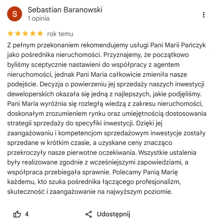 Opinia Google – Sebastian Baranowski