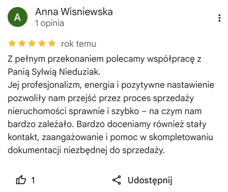 Opinia Google – Anna Wiśniewska
