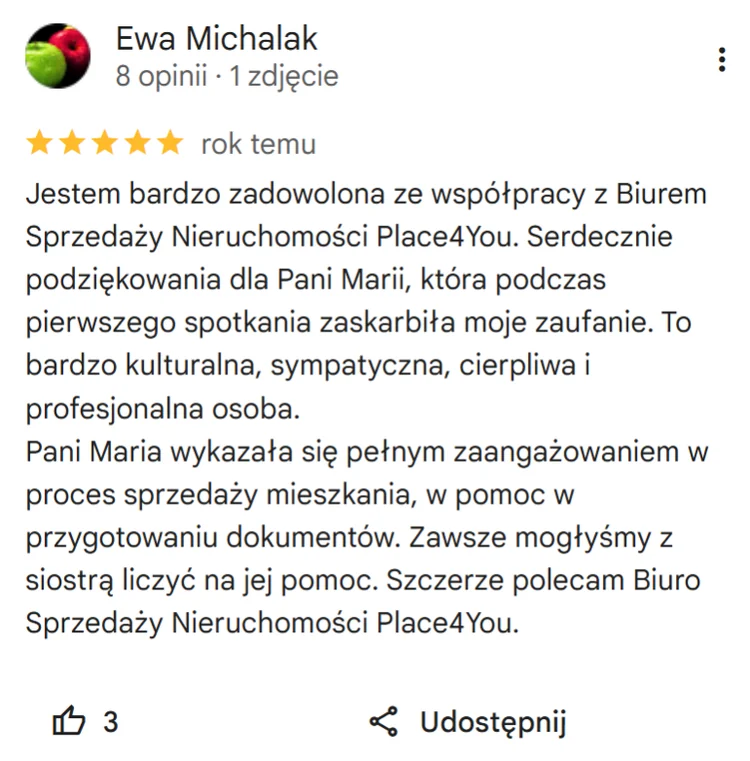 Opinia Google – Ewa Michalak