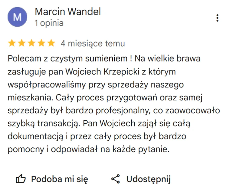 Opinia Google – Marcin Wandel