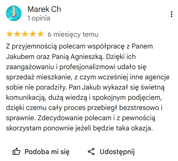 Opinia Google – Marek Ch