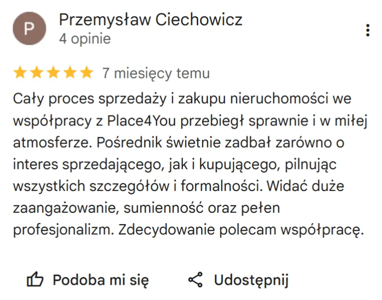 Opinia Google – Przemysław Ciechowicz